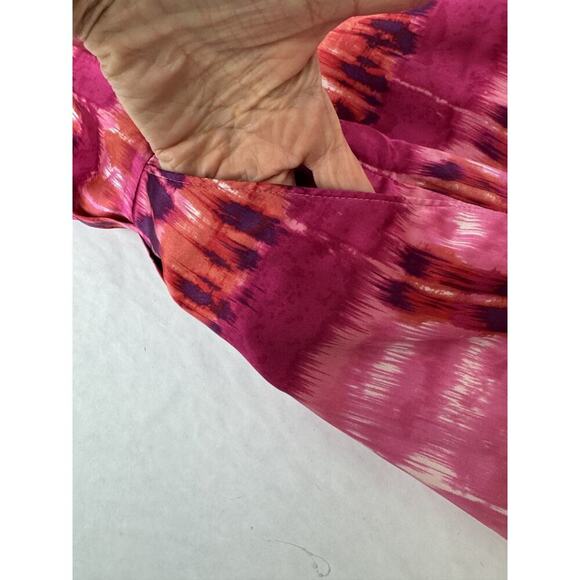 Twee Banana Republic Silk Twisted Shoulder Open Back Dress Pink Print Sheath 0 - Picture 12 of 12